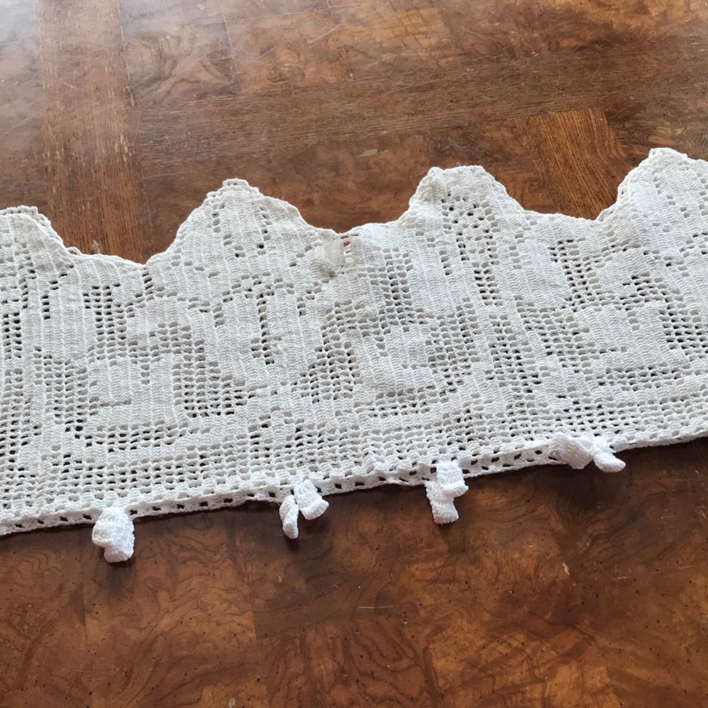 Vintage Handmade Crochet Curtain Valance Window Decor
